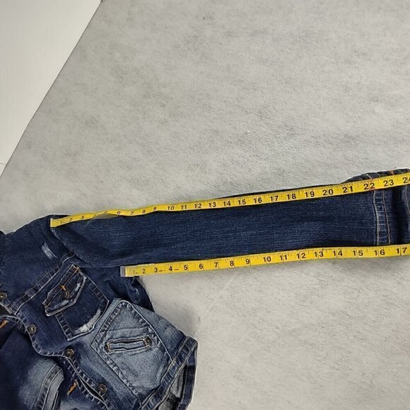 Baby Phat Womens Dark Blue Wash Distressed Customized Cotton Denim Jacket Size L - Picture 9 of 11